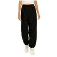thumbnail image 1 of USNSM Sweatpants for Women Baggy High Waisted Cozy Trousers Jogging Street Style Solid Color Plus Size Trousers Black XL, 1 of 5