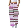 thumbnail image 1 of USNSM Sweatpants for Women Fashion Striped Printed Baggy Pants Sports Casual Workout Jogger Sweatpants with Pockets Purple S, 1 of 4