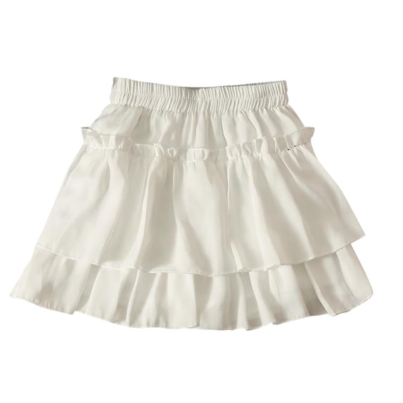 USNSM Toddler Baby Girls Skirts Skorts Elastic Little Girls Pleated Skirts Casual Flowy Ruffles Casual Half Skirt Versatile Skirt White 5 Years