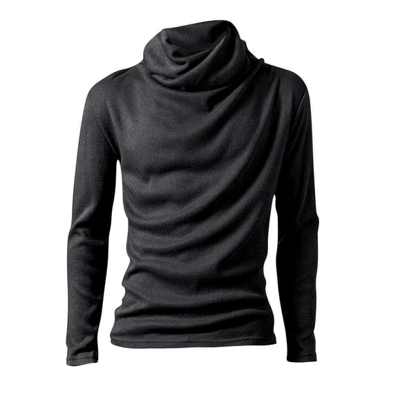 USNSM Trendy Casual Cowl Neck Plain Color Slim Fit Bottoming Sweater for Men Hipster Hippie Streetwear Pullover Shirt Turtleneck Long Sleeve Jumper Tops Dark Gray 3XL