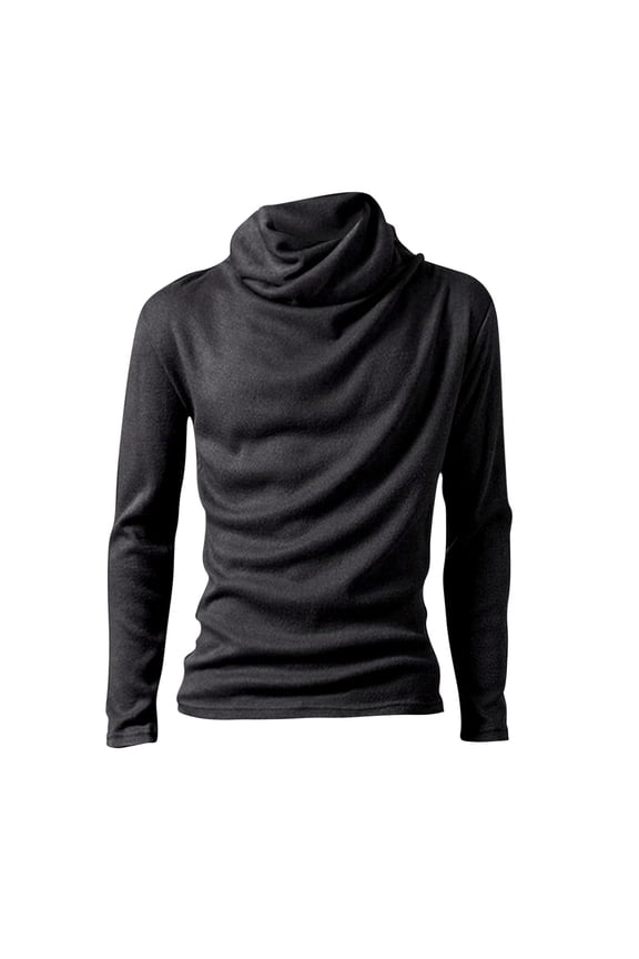 Trendy Casual Cowl Neck Plain Color Slim Fit Bottoming Sweater for Men Hipster Hippie Streetwear Pullover Shirt Turtleneck Long Sleeve Jumper Tops Dark Gray M