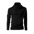 thumbnail image 1 of USNSM Trendy Casual Cowl Neck Plain Color Slim Fit Bottoming Sweater for Men Hipster Hippie Streetwear Pullover Shirt Turtleneck Long Sleeve Jumper Tops Black 2XL, 1 of 9