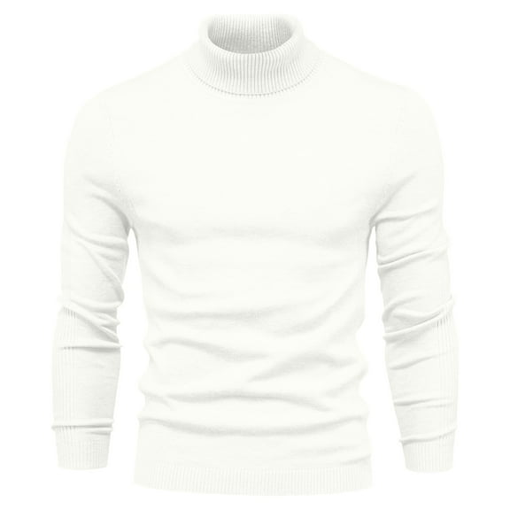USNSM Turtleneck Long Sleeve Pullover Sweater for Men Casual Thermal Base Shirt Solid Color Slim Fit Jumper Tops Beige L