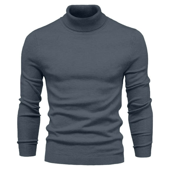 USNSM Turtleneck Long Sleeve Pullover Sweater for Men Casual Thermal Base Shirt Solid Color Slim Fit Jumper Tops Dark Gray 2XL