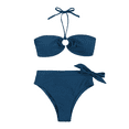 thumbnail image 1 of USNSM Two Piece Bikini Sets for Women Strapless Swimsuit with Wrap Bottom Halter Lace Up Bikini Bandeau O-Ring Cutout Swim Tube Top Bathing Suit Dark Blue XL, 1 of 1