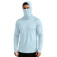 thumbnail image 1 of USNSM UPF 50+ Long Sleeve Men Sun Protection Hoodies with Mask Breathable Rash Guard Shirts Sunscreen Shirt with Hood Blue XXL, 1 of 9