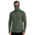 thumbnail image 1 of USNSM UPF 50+ Long Sleeve Men Sun Protection Hoodies with Mask Breathable Rash Guard Shirts Sunscreen Shirt with Hood Green XXXL, 1 of 9