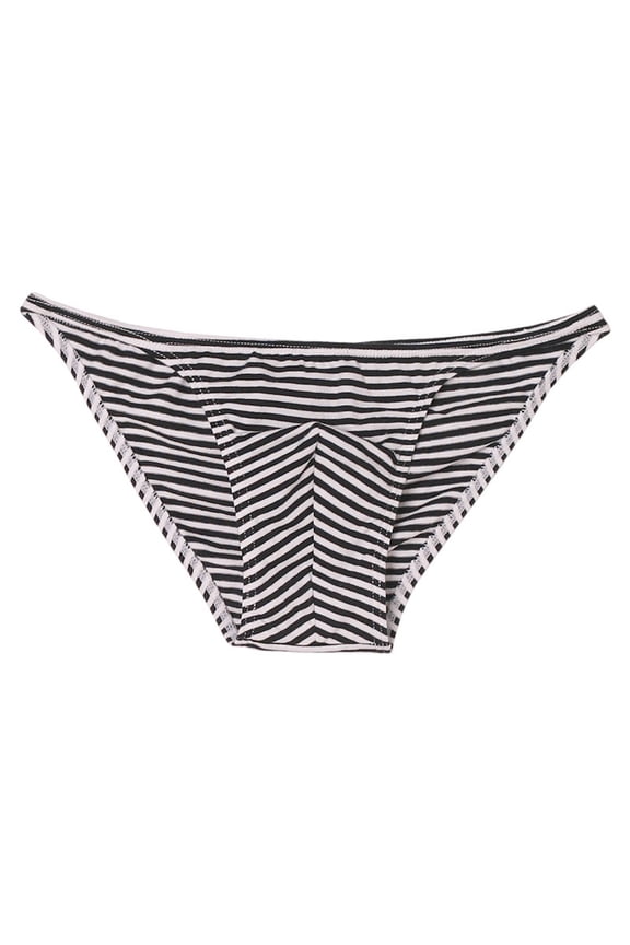 Underwear Men Thongs Striped String Bikini Briefs Soft Comfortable Breathable Bikini Male Underpants Black XXL
