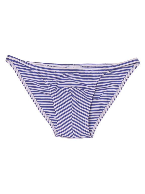 Underwear Men Thongs Striped String Bikini Briefs Soft Comfortable Breathable Bikini Male Underpants Blue XL