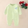 thumbnail image 1 of USNSM Unisex Baby Outfit Newborn Outfit Infant Boys Girl Clothes Solid Color Long Sleeve Cotton Baby Clothes Jumpsuit Green 24M, 1 of 5