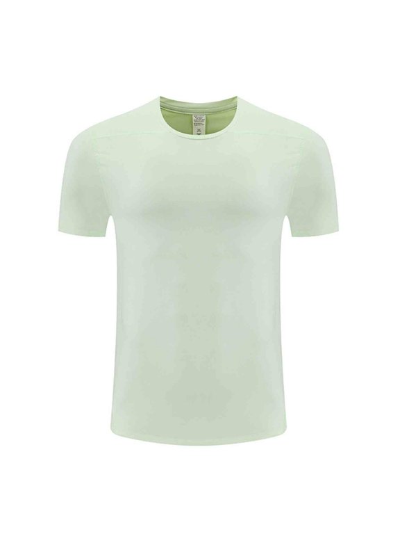 Unisex Man Woman Solid Color Ice-Silk Quick Dry Crew Neck T Shirts Athletic Running Gym Workout Short Sleeve Tee Tops Green XXL
