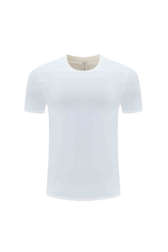 Unisex Man Woman Solid Color Ice-Silk Quick Dry Crew Neck T Shirts Athletic Running Gym Workout Short Sleeve Tee Tops White XXL