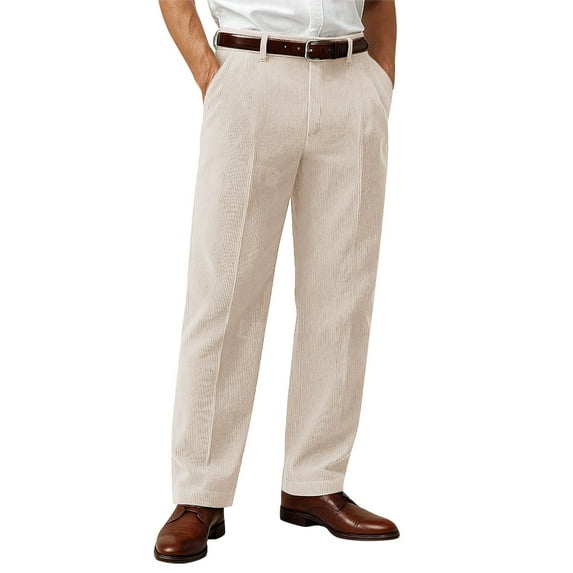 USNSM Vintage Corduroy Suit Pants for Men Straight Leg High Waist Business Pant Casual Classic Fit Fall Going Out Trousers Beige 31