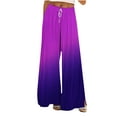 thumbnail image 1 of USNSM Wide Leg Pants for Women Rainbow Colored Drawstring Stretchy Casual Pants Fall Baggy Hiking Palazzo Trousers Purple M, 1 of 5
