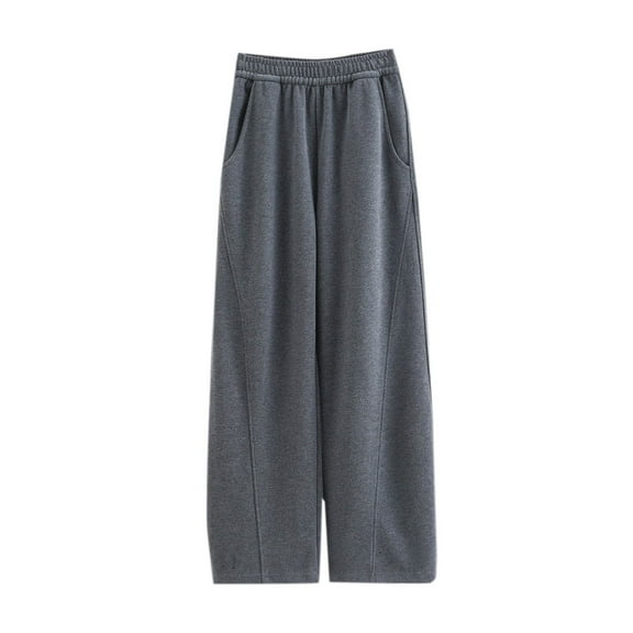 USNSM Wide Leg Sweatpants for Women High Waist Elastic Straight Pants Solid Color Casual Workout Jogger Sweatpants Dark Gray M