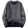 thumbnail image 1 of USNSM Winter Sweaters for Men Heavyweight Plush Fleece Lined Warm Knit Pullover Tops Vintage Casual Padded Sweatshirt Gray XXL, 1 of 9