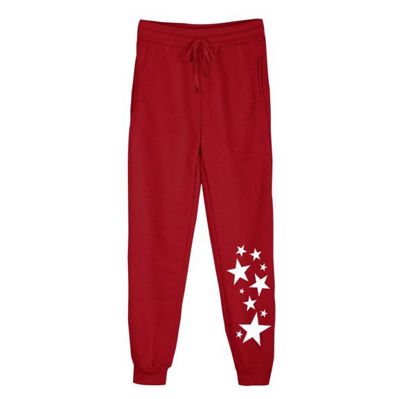 USNSM Women's Baggy Sweatpants Star Printed Sweatpants Y2K Drawstring Flared Pants Casual Jogger Pants with Pockets Red XXL