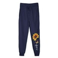 thumbnail image 1 of USNSM Women's Casual Pants Drawstring Elastic Waist Sunflower Printed Trousers Breathable Soft Sweatpants with Pockets Navy S, 1 of 3