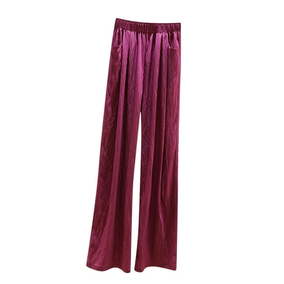 USNSM Women's Casual Pants Elastic High Waist Loose Wide Leg Pants Lounge Workout Straight Yoga Trousers with Pockets Hot Pink S