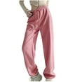 thumbnail image 1 of USNSM Women's Casual Pants Loose Wide Leg Cozy Pants Drawstring Yoga Sweatpants Comfy High Waisted Athletic Lounge Pants Pink XXXL, 1 of 6