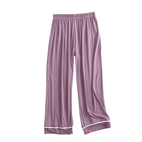 USNSM Women's Comfy Lightweight Pajama Pants Elastic Waist Loungewear Loose Casual Pants for Home Walk and Going Out Purple L