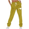 thumbnail image 1 of USNSM Women's Comfy Sweatpants Funny Heart Print Elastic Baggy Sweat Pants Casual Soft Drawstring Trousers with Pockets Yellow M, 1 of 3