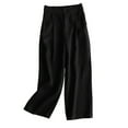 thumbnail image 1 of USNSM Women's Cotton Pants Linen Casual Loose Elastic Waist Straight Pants Comfy Baggy Wide Leg Pants with Pockets Black XXXL, 1 of 2