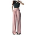 thumbnail image 1 of USNSM Women's Dress Pants Elastic High Waisted Loose Fit Business Pants Casual Work Wide Leg Trousers with Pockets Pink XL, 1 of 2