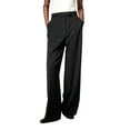 thumbnail image 1 of USNSM Women's Dress Pants High Waisted Work Business Wide Leg Pants Casual Loose Workout Palazzo Trousers with Pockets Black S, 1 of 4