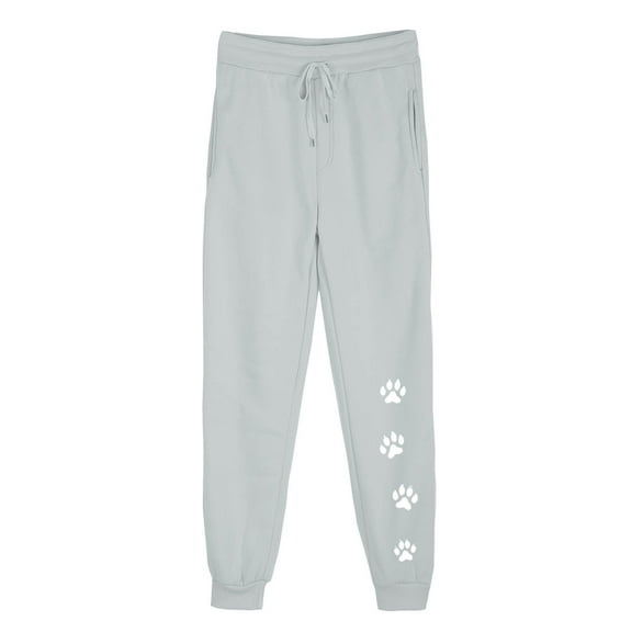 USNSM Women's Fall Sports Sweatpants Cute Paw Prints Straight Sweatpants Comfy Baggy Fitting Lounge Work Yoga Trousers Gray M