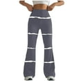 thumbnail image 1 of USNSM Women's Flare Pants Trendy Striped Print High Waist Stretchy Pants Baggy Workout Straight Bell Bottom Trousers Black#02 S, 1 of 6