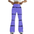 thumbnail image 1 of USNSM Women's Flare Pants Trendy Striped Print High Waist Stretchy Pants Baggy Workout Straight Bell Bottom Trousers Purple S, 1 of 6