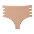 thumbnail image 1 of USNSM Women's High Waist Cut Out Panties Solid Color Hip Lifting Hollow Tummy Control Stretchy Brief Underwear Yellow M, 1 of 5
