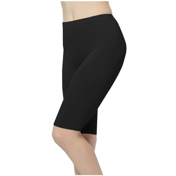 USNSM Women's High Waist Shorts Stretch Cotton Span High Waist Active Biker Short Breathable Quick-Drying Leggings Black S