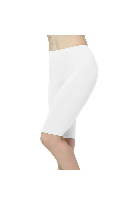 Women's High Waist Shorts Stretch Cotton Span High Waist Active Biker Short Breathable Quick-Drying Leggings White XL