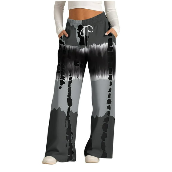 USNSM Women's High Waisted Sweatpants Colorblock Workout Active Joggers Pants Drawstring Baggy Lounge Pants with Pockets Gray M