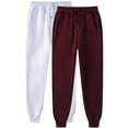 thumbnail image 1 of USNSM Women's Joggers Pants 2 Piece Elastic Waist Sweatpant Casual Active Workout Running Sports Trousers with Pockets Wine L, 1 of 2