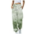 thumbnail image 1 of USNSM Women's Joggers Pants 2024 Workout High Waisted Yoga Pants Tie-Dye Comfy Drawstring Tapered Pants with Pockets Green S, 1 of 4