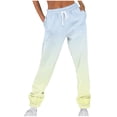 thumbnail image 1 of USNSM Women's Joggers Sweatpants Lounge High Waist Tapered Pants Gradient Drawstring Cinch Bottom Trousers with Pockets Light Blue XXXL, 1 of 3