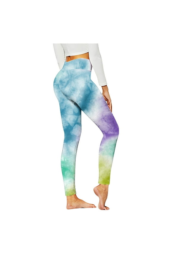 Women's Jogging Yoga Pants Fashion Color Tie-Dye Elastic Comfortable Leggings Tight Breathable High Waist Hip Lifting Pants Multicolor S