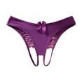thumbnail image 1 of USNSM Women's Lace Brief Crotchless Bow Panties Seamless Comfort Hipster Underwear Purple M, 1 of 3