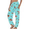 thumbnail image 1 of USNSM Women's Pants Elastic Waist Loose Workout Wide Leg Pants Casual Baggy Colorful Floral Printed Pants with Pockets Multicolor#03 S, 1 of 5