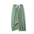 thumbnail image 1 of USNSM Women's Plus Size Pants Linen Wide Leg Palazzo Trousers High Waist Elastic Flowy Straight Pants with Pockets Green Free Size, 1 of 2
