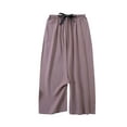 thumbnail image 1 of USNSM Women's Plus Size Pants Linen Wide Leg Palazzo Trousers High Waist Elastic Flowy Straight Pants with Pockets Purple Free Size, 1 of 2