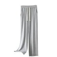 thumbnail image 1 of USNSM Women's Soft Pants Elastic Waist Lightweight Drawstring Wide-Leg Pants Casual Loose Tie Yoga Pants with Pockets Gray M, 1 of 4