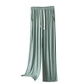 thumbnail image 1 of USNSM Women's Soft Pants Elastic Waist Lightweight Drawstring Wide-Leg Pants Casual Loose Tie Yoga Pants with Pockets Green M, 1 of 4