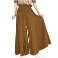 thumbnail image 1 of USNSM Women's Soft Wide Leg Pants Solid Color Elastic Waist Lightweight Stretch Trousers Breathable Comfortable Straight Pants Brown M, 1 of 5