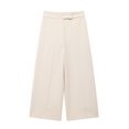 thumbnail image 1 of USNSM Women's Street Pants Casual Straight High Waist Trousers Solid Color Workout Pants Loose Beach Vacation Trousers Beige S, 1 of 3