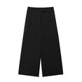 thumbnail image 1 of USNSM Women's Street Pants Casual Straight High Waist Trousers Solid Color Workout Pants Loose Beach Vacation Trousers Black XS, 1 of 5