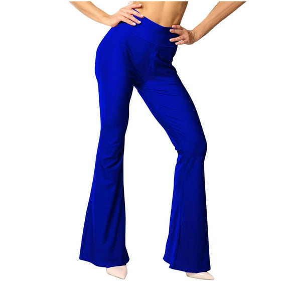 USNSM Women's Stretch Flared Pants Casual High Waist Baggy Palazzo Pants Hip-Lifting Workout Jogger Yoga Pants Blue XXL